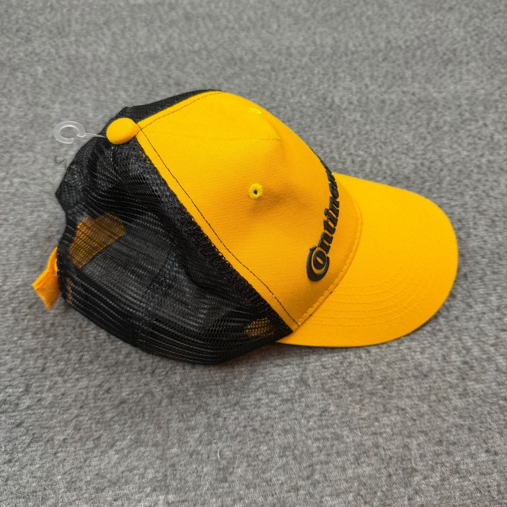 Continental Trucker Hat Mens OSFA Yellow Black Mesh Back Logo Adjustable Cap - Picture 2 of 5